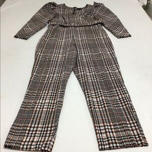 ASOS DESIGN Belted Extreme Sleeve Checkered Print Jumpsuit Size 12 NWOT